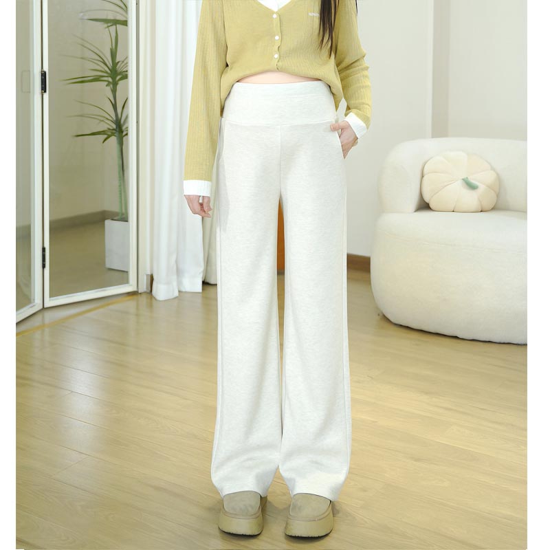醋酸软糯绵羊毛丨孕妇裤秋冬加绒加厚阔腿裤2025新款一体式托腹裤