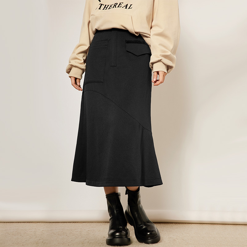 【断码捡漏】美洋MEIYANG黑谷山庄半裙 A字不对称中长款裙