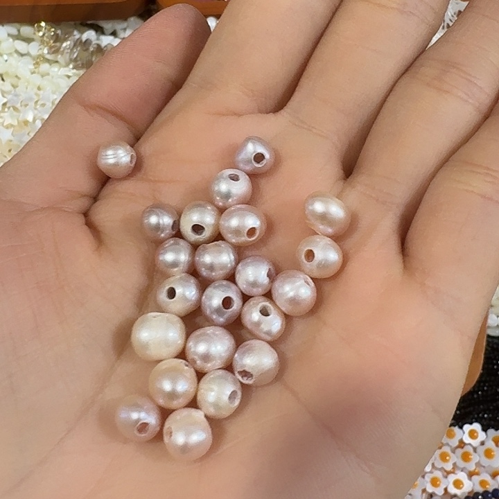 玛瑙/玉髓合金珠宝半成品10个紫色大孔天然珍珠