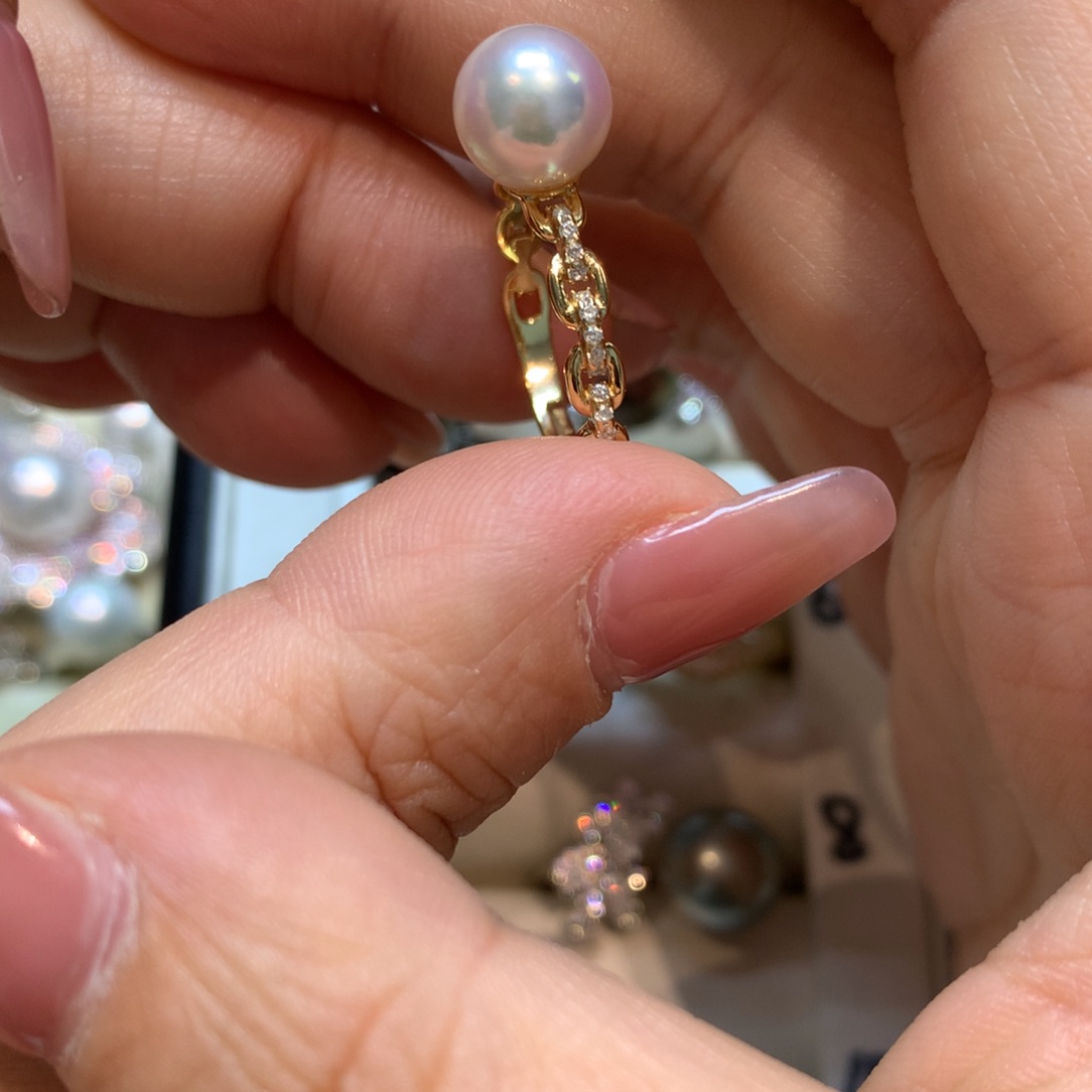 海水珍珠戒指银S925镶嵌