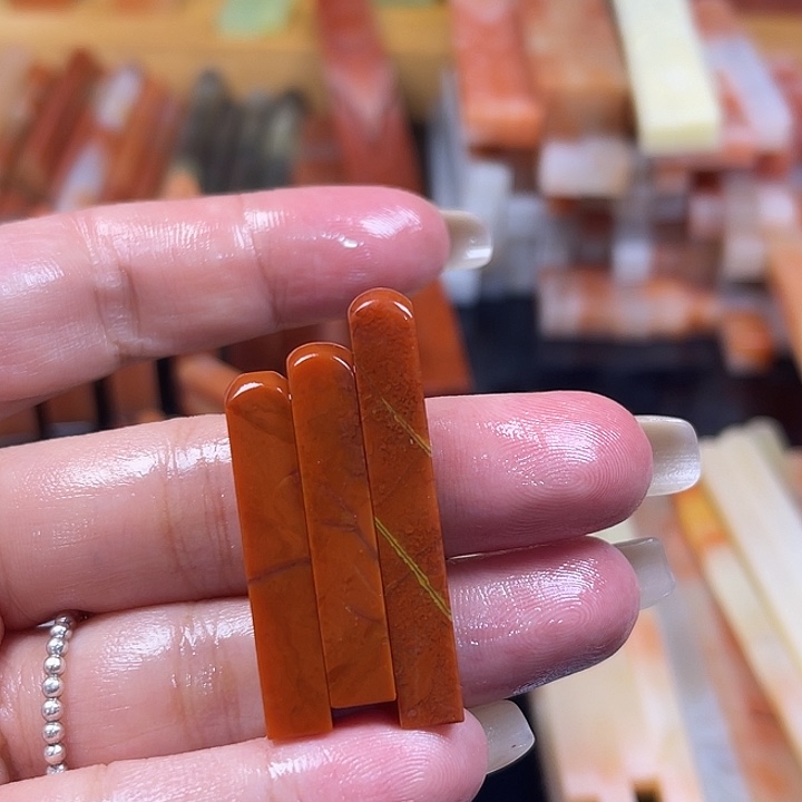 墨***堂印石青田石老挝石牙签×3