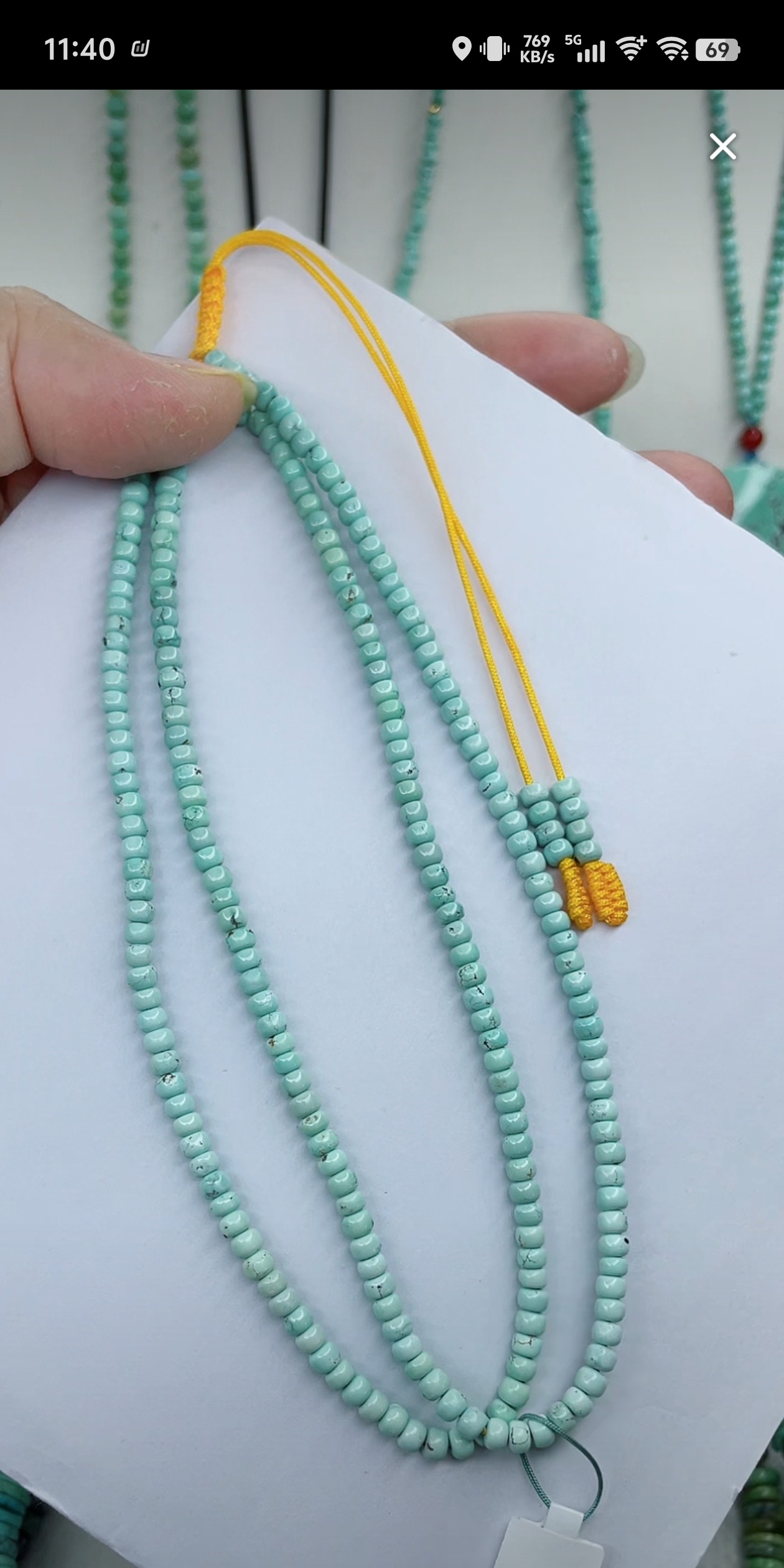 天然原矿绿松石米珠链