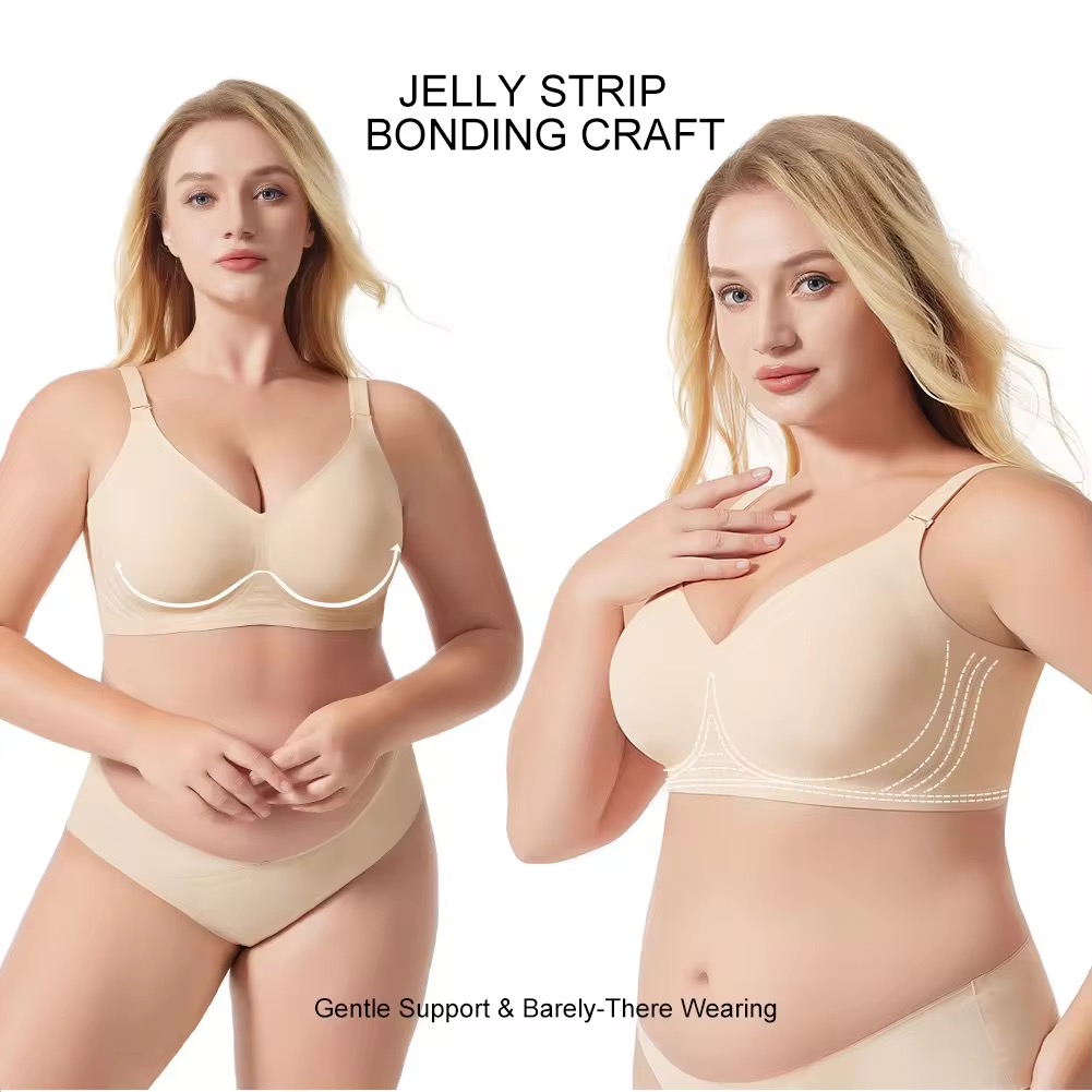 【云柔奢护】外贸原单女性大胸无痕无钢圈全罩杯加肥文胸舒适透气