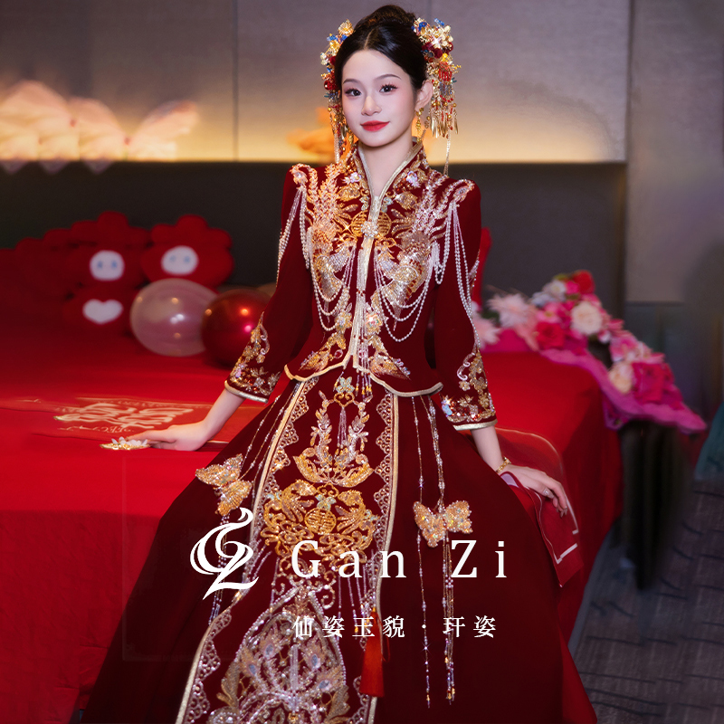 高端秀禾服2025新娘结婚敬酒服中式嫁衣红色婚服大码出阁服小个子