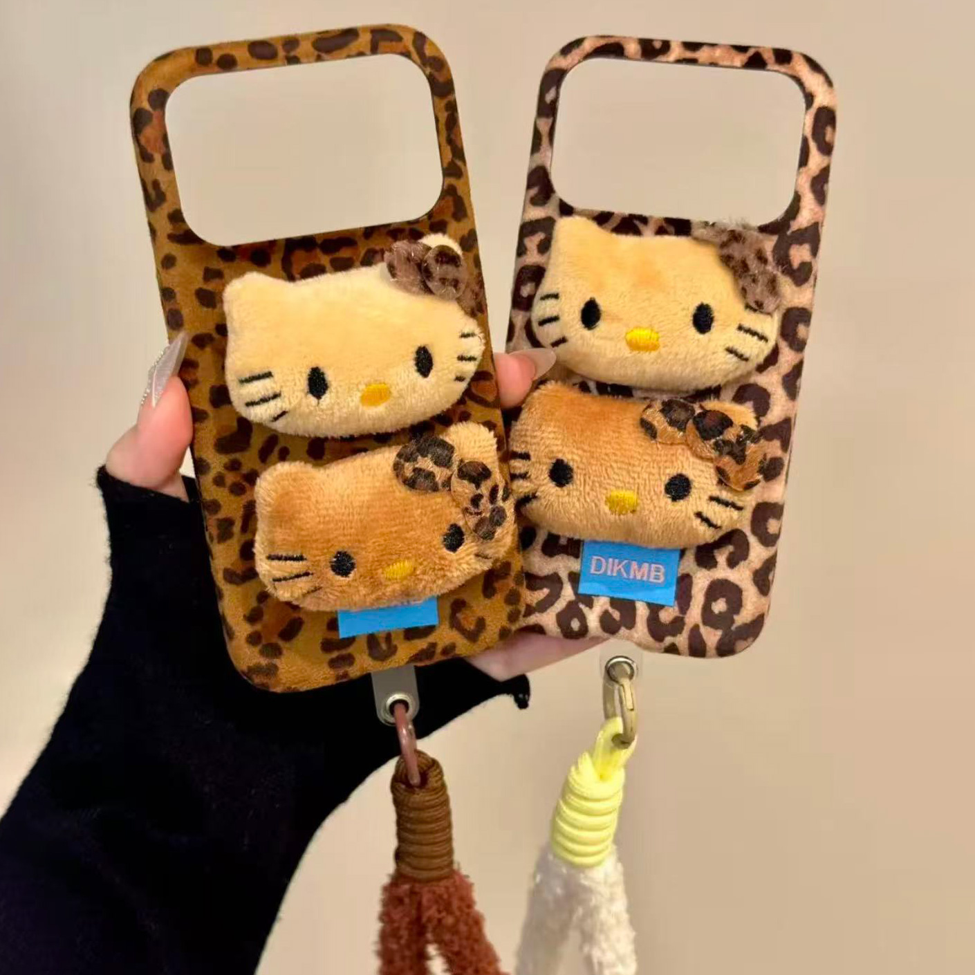 秋冬毛绒复古豹纹kitty猫适用iPhone17promax手机壳可爱16pro少女