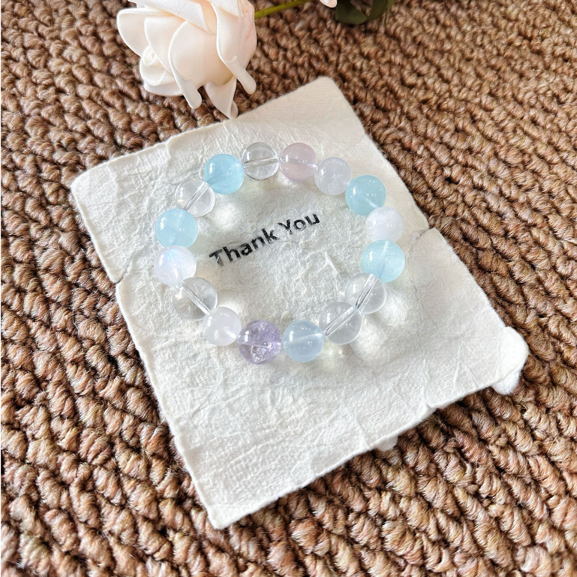 拍4件【冰盐水】白水晶粉水晶多宝手串手链