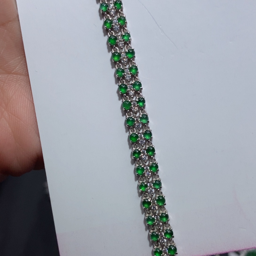 翡翠手链银S925镶嵌大**李c c c