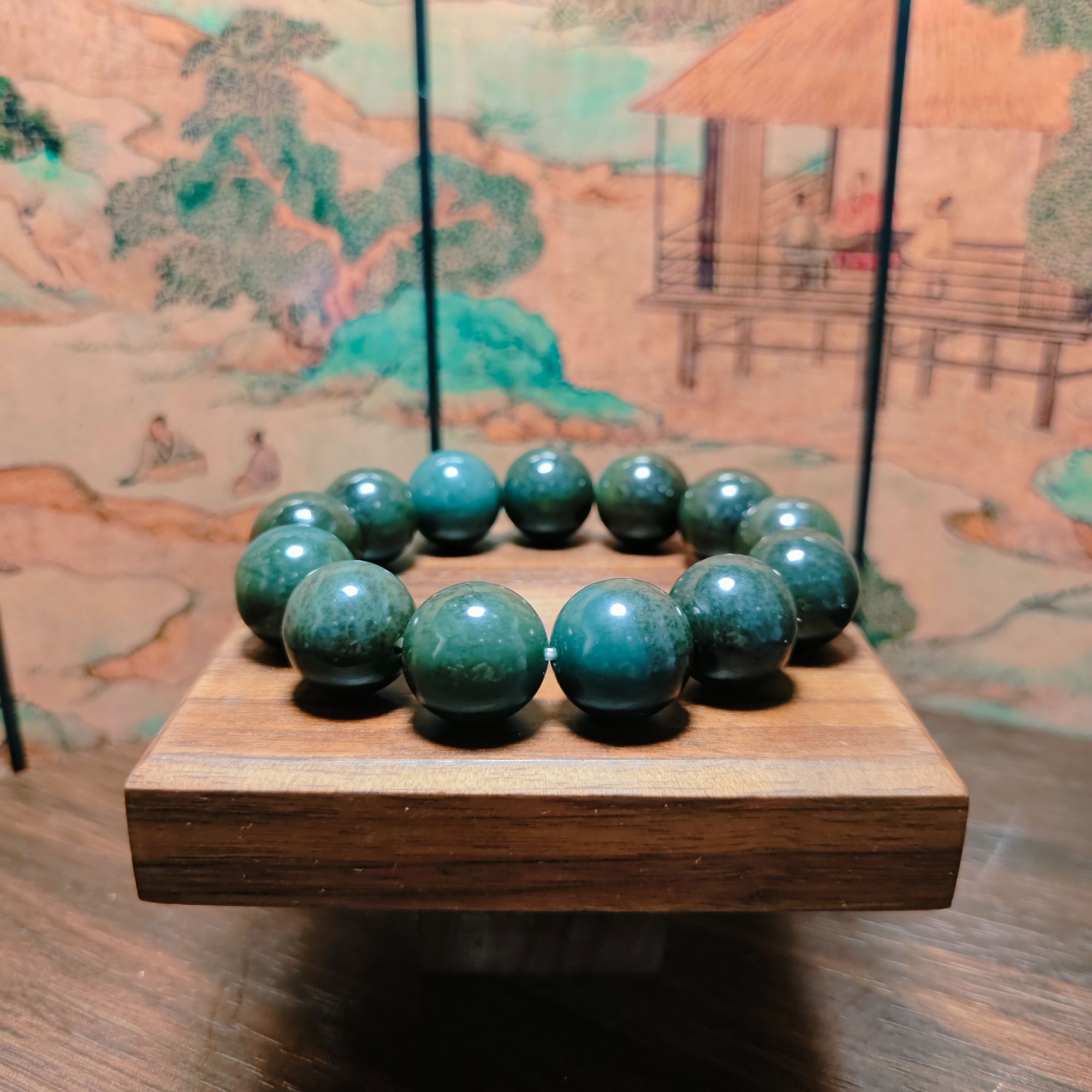 A和田玉圆珠手串（卡18）0523