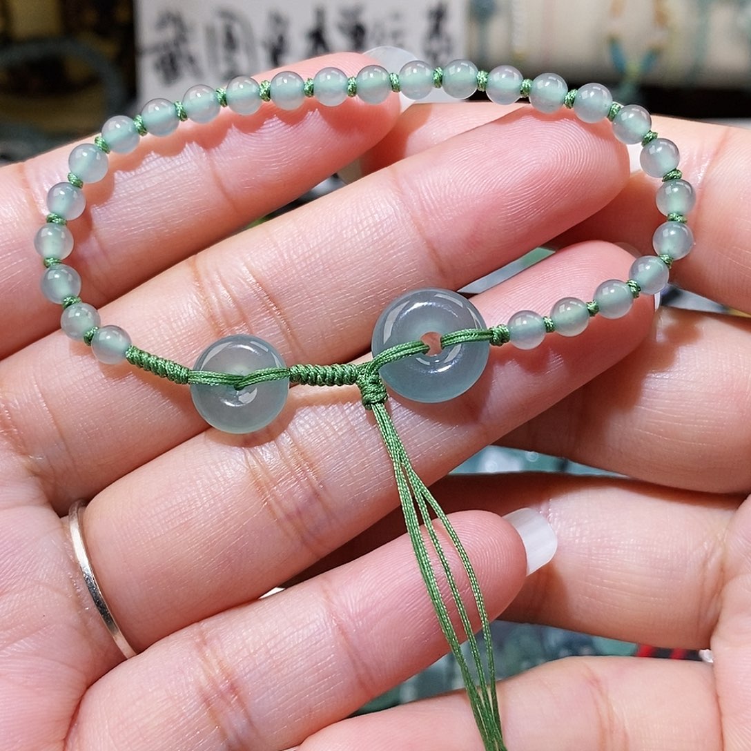 翡翠未镶嵌颈饰平安扣手链16