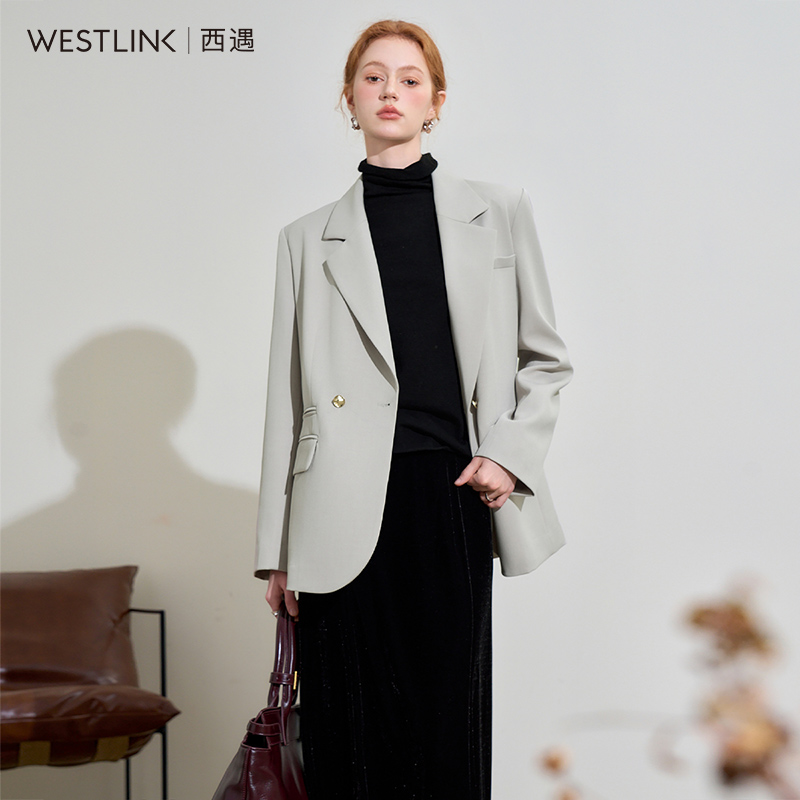 42354金属扣子装饰西装外套女2024秋季通勤风西服上衣