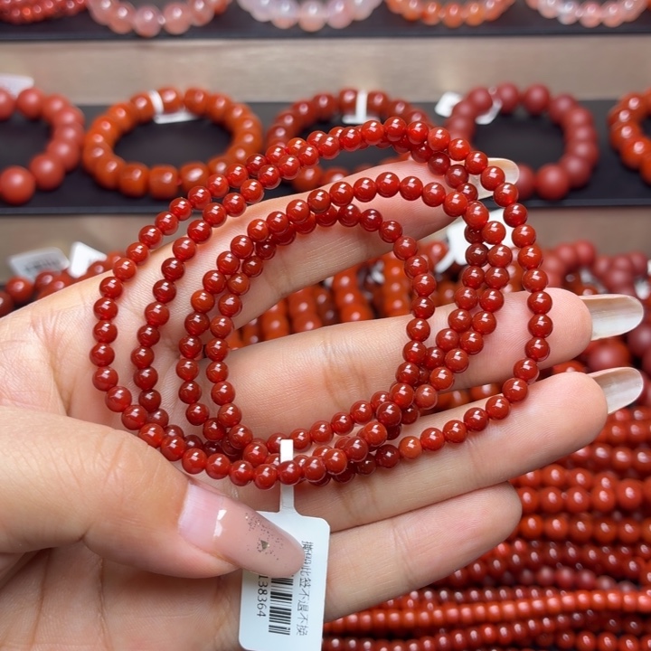 榴***芙玛瑙/玉髓未镶嵌天然玛瑙手串多圈