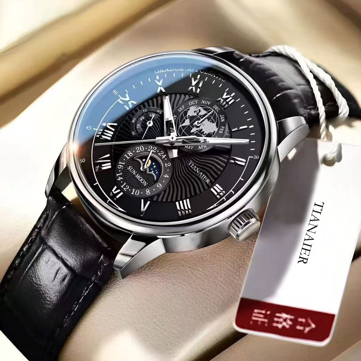 全新未使用 手表男士时尚潮流皮带腕表石英表-WL