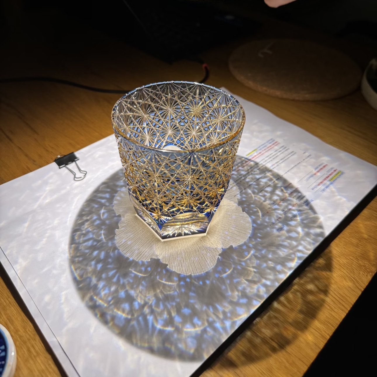 24%PbO蓝雏菊江户切子威士忌酒杯手工雕刻高端水晶杯礼盒日式送礼