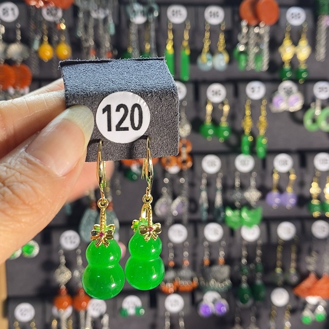 银S925镶嵌翡翠耳饰120