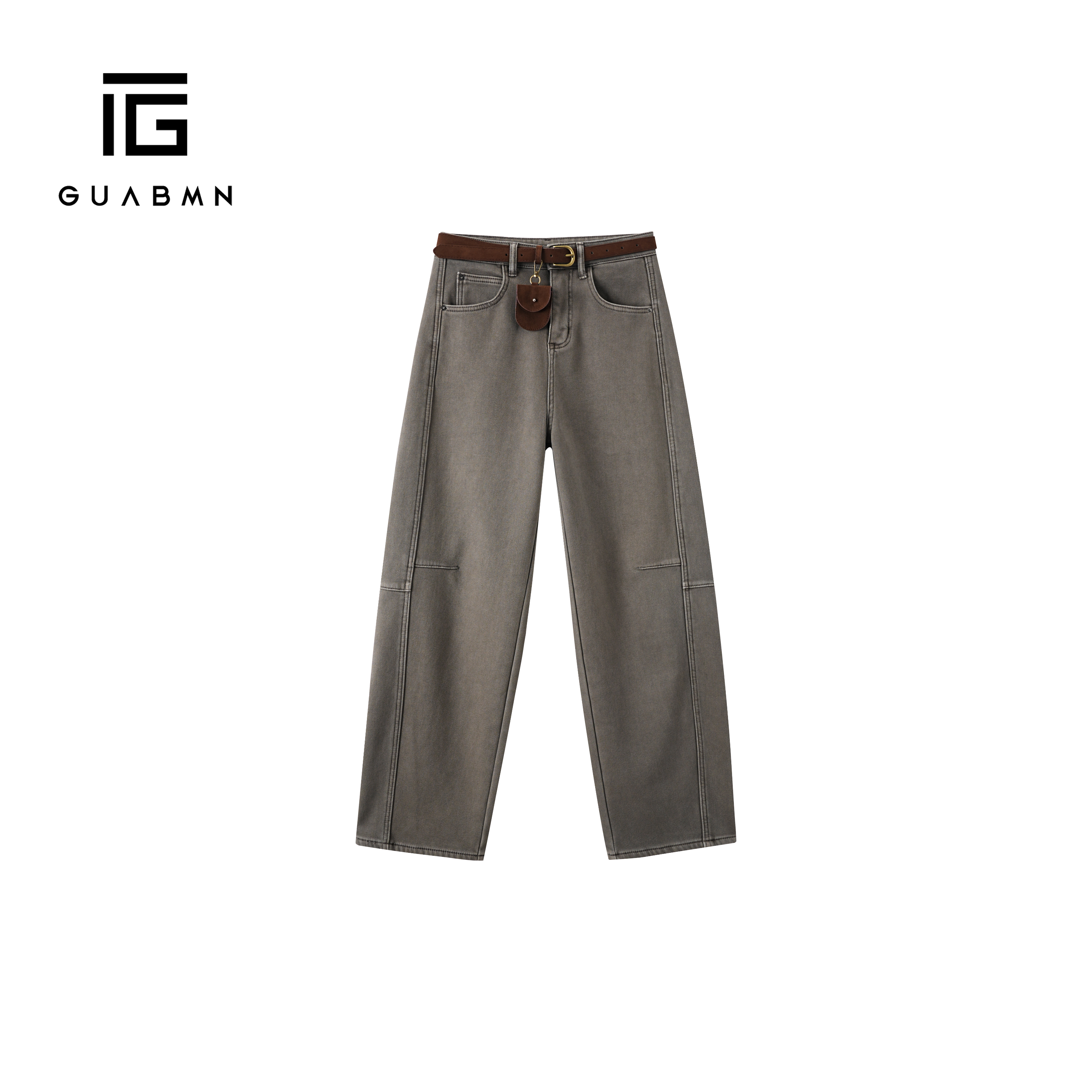 GUABMN2025秋冬新款复古女水洗显瘦百搭弯刀裤时尚高腰牛仔裤6033