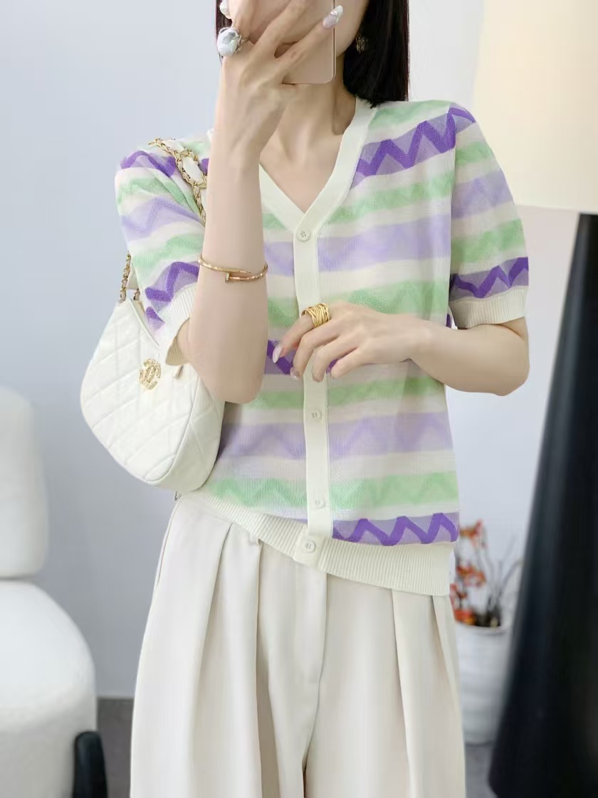 220【V领 香芋紫   】高级气质针织女衫