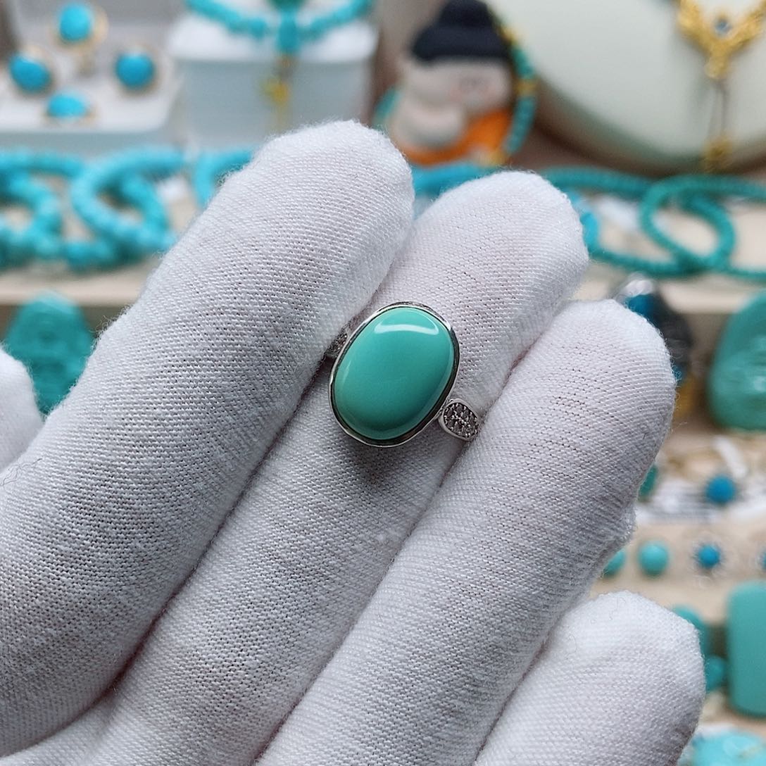 绿松石戒指银S925镶嵌
