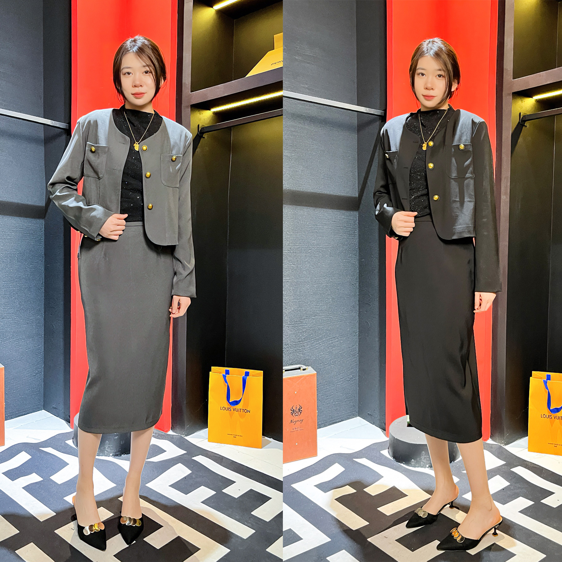 11929【时尚女装】休闲风上衣+裙子两件套