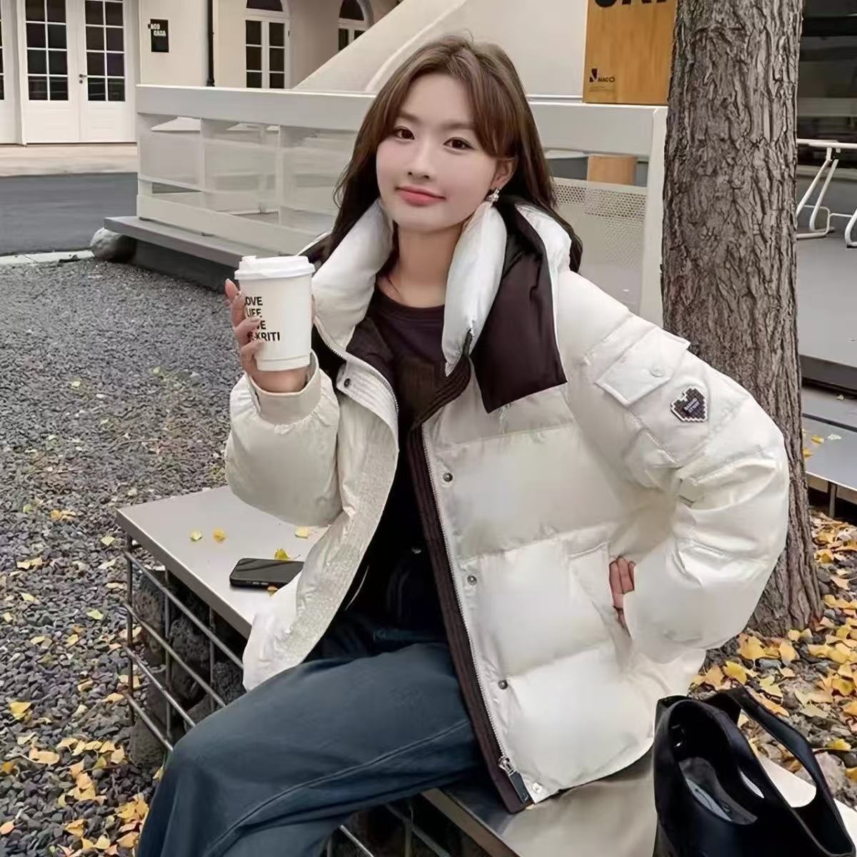 H47韩版棉服女小个子中长款连帽棉衣加厚宽松面包服外套