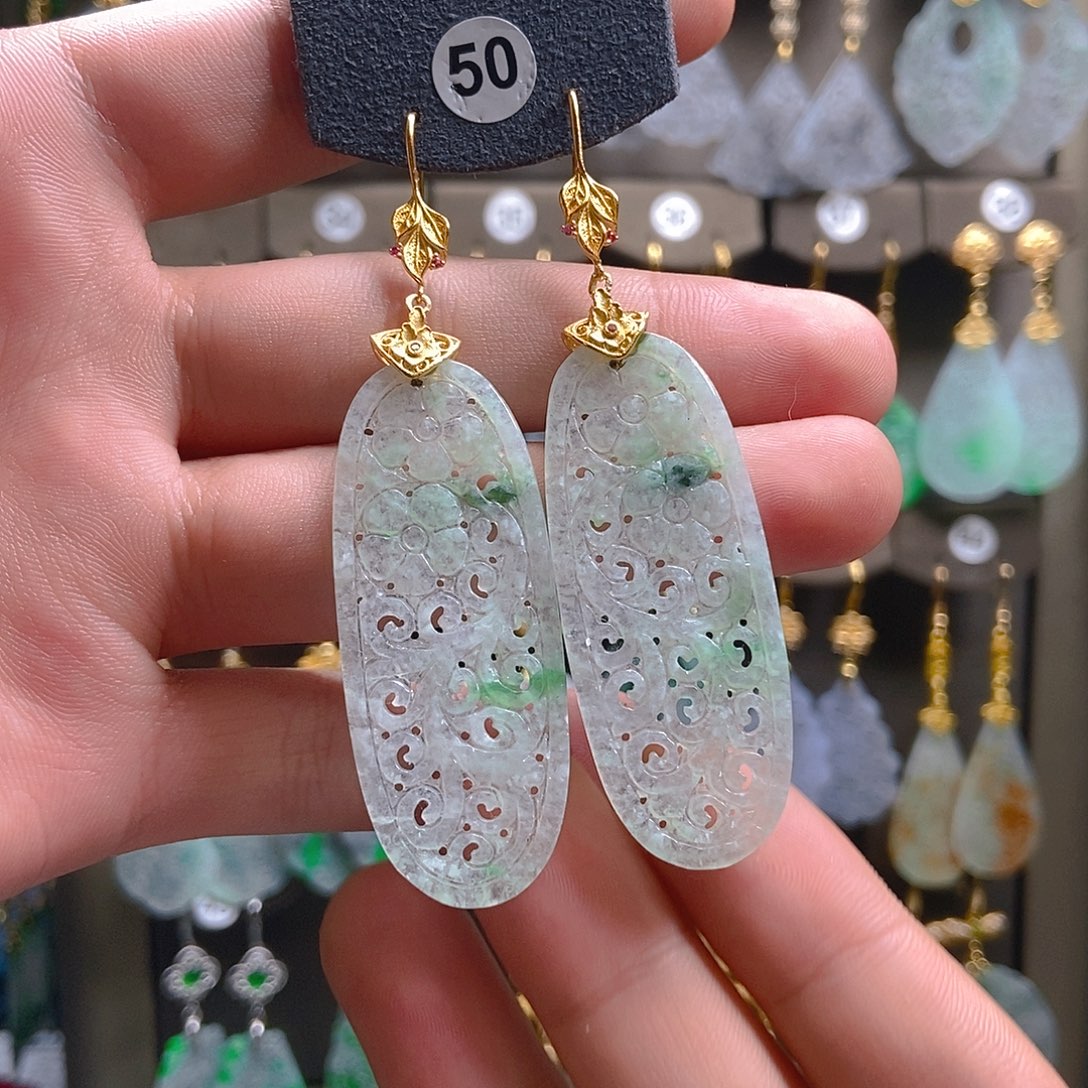 翡翠未镶嵌耳饰翡翠