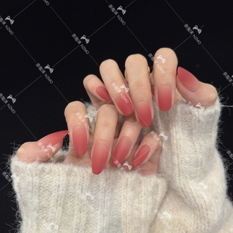 【霓裳】浆果红渐变磨砂手工穿戴甲秋冬高级感显白纯欲美甲