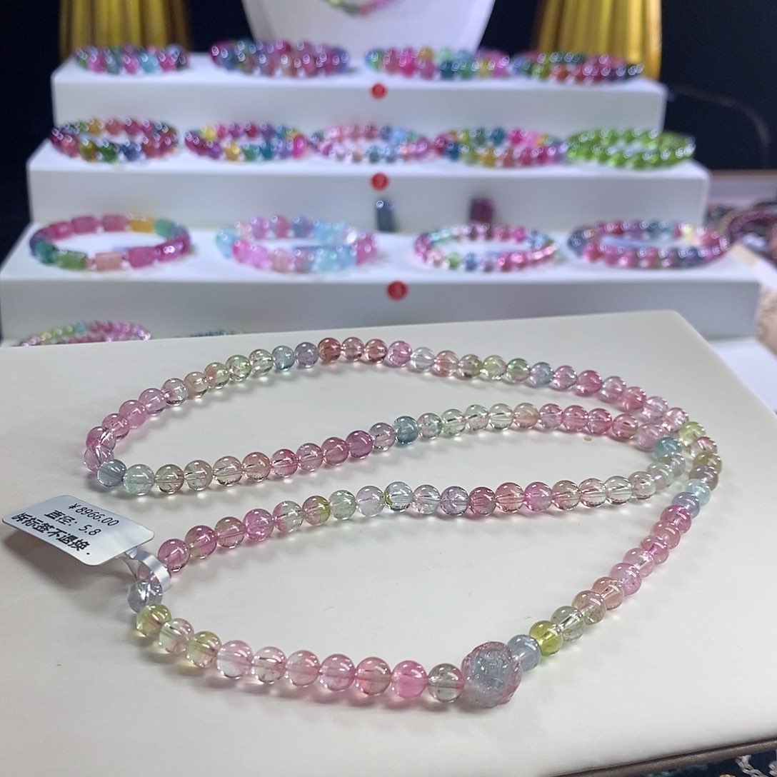 未镶嵌手链碧玺西瓜三圈