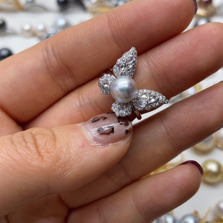 海水珍珠戒指银S925镶嵌