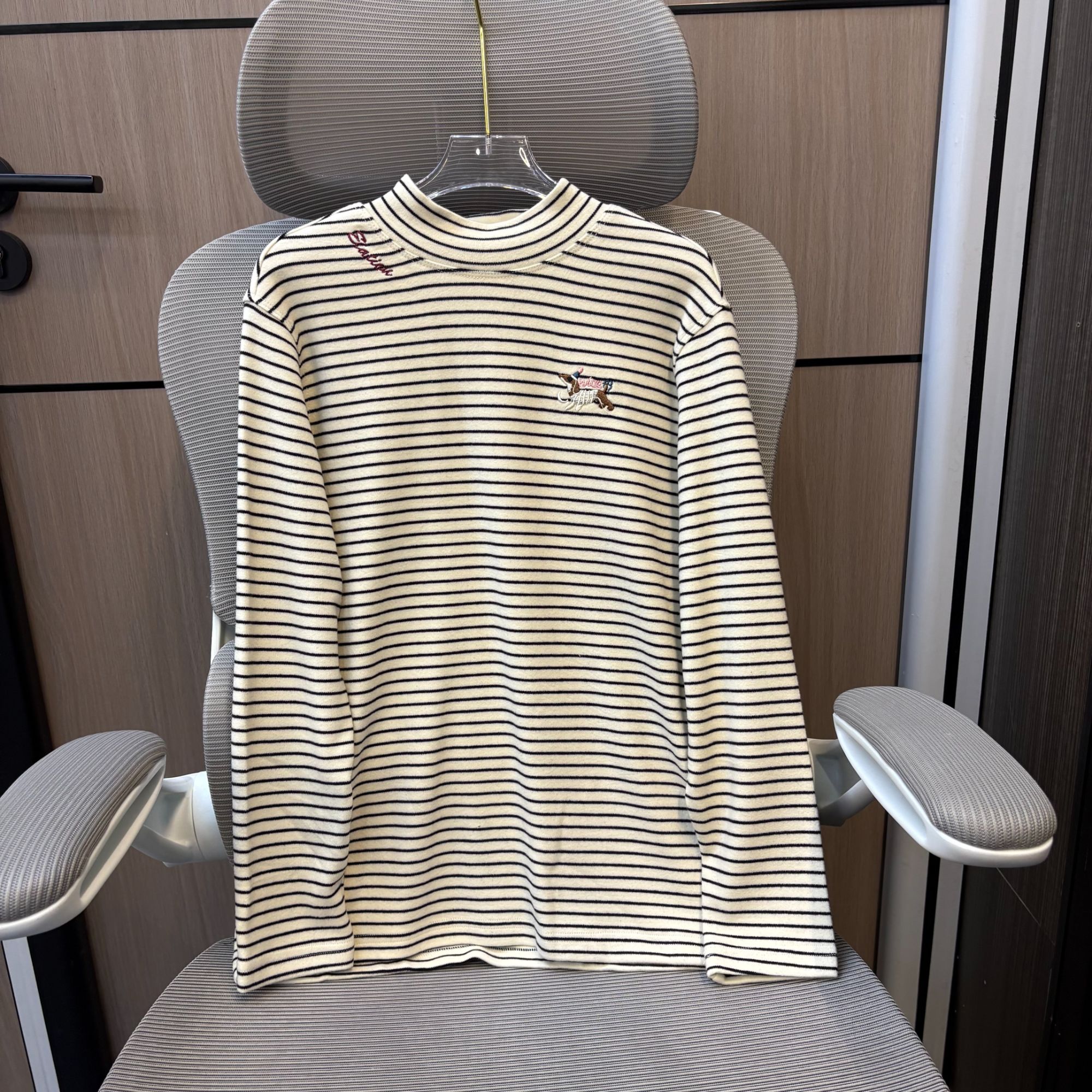 冬款韩范条纹卡通刺绣绒面女童打底衫 F289 289 S