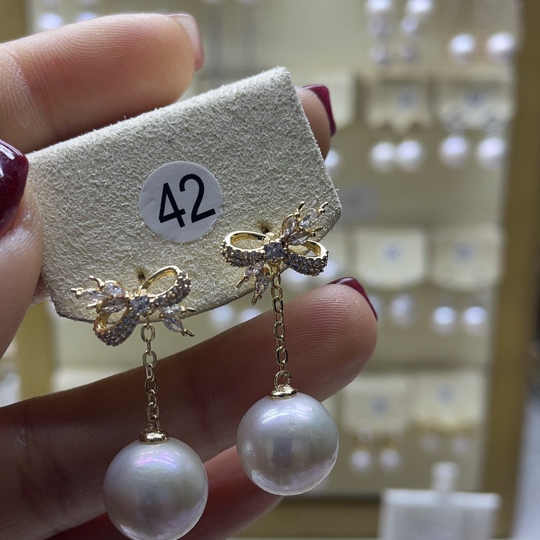 淡水珍珠耳饰银S925镶嵌