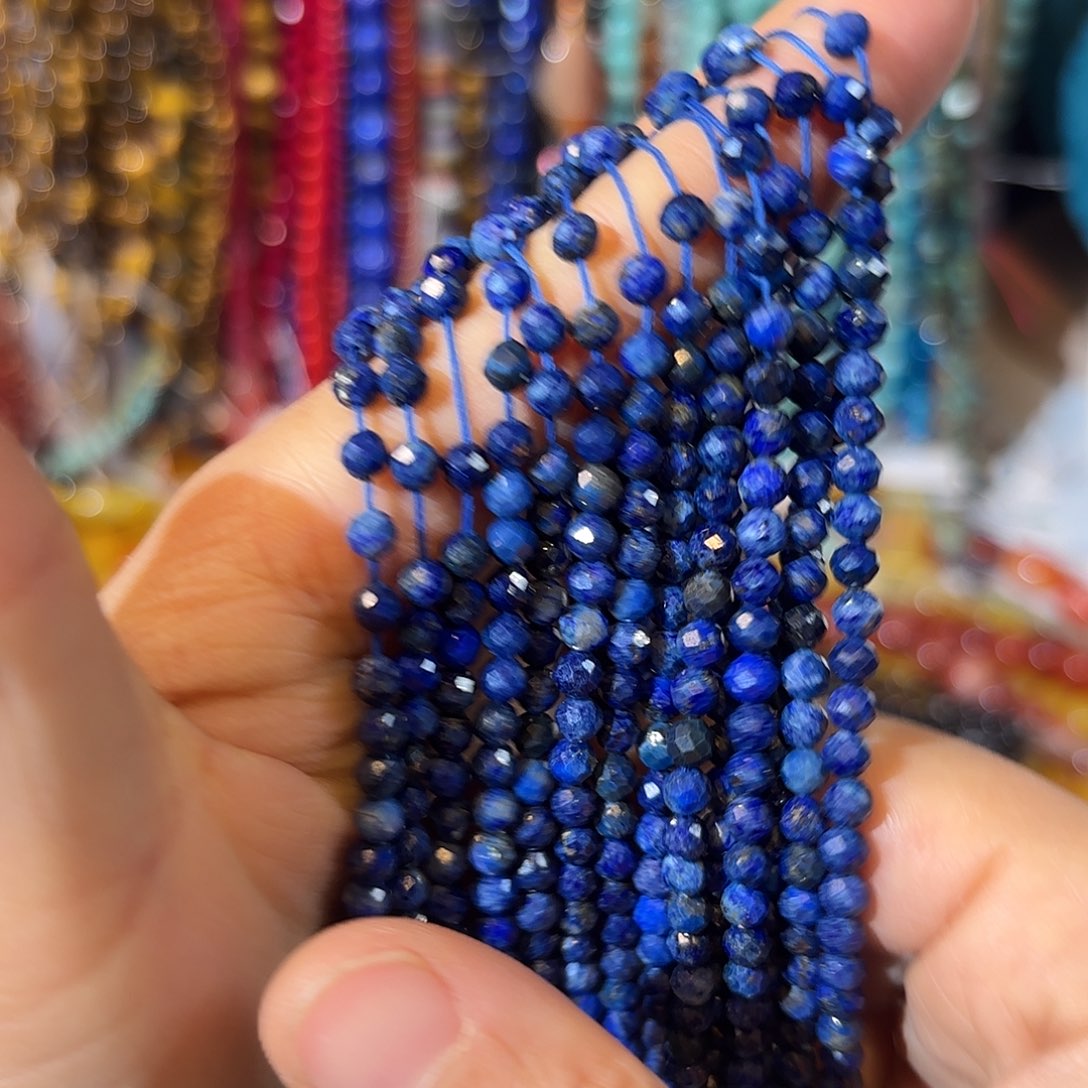 玛瑙/玉髓银S925镀金镶嵌珠宝半成品青金4一条