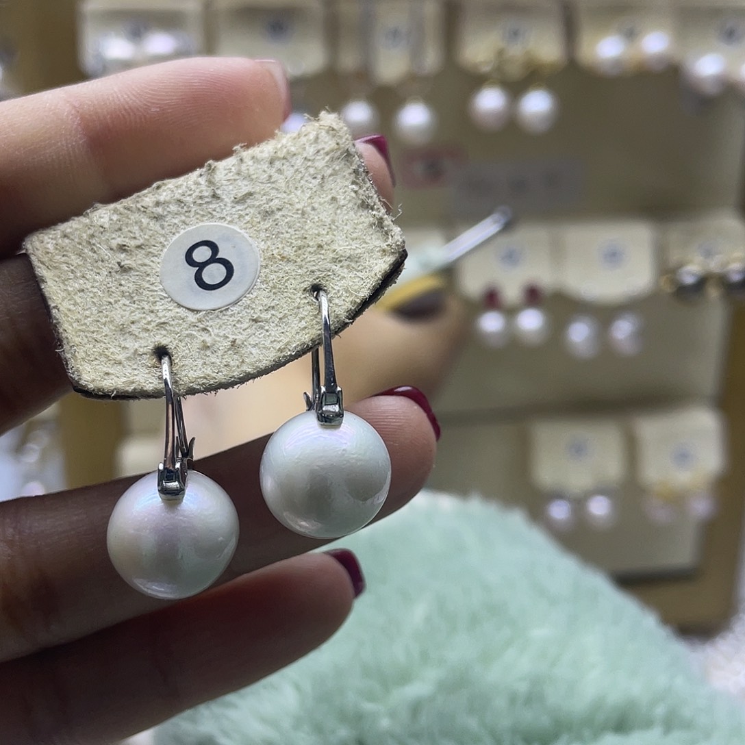 淡水珍珠耳饰银S925镶嵌