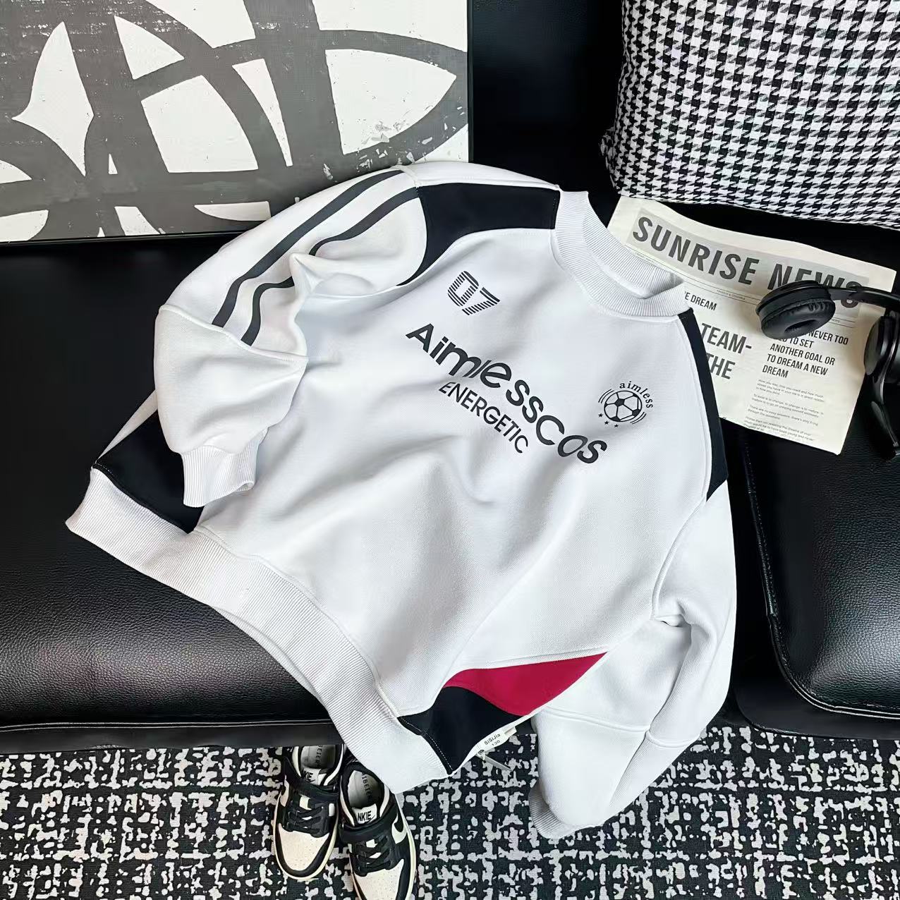 思思家潮童2025年冬时尚灰色拼接卫衣wy262095