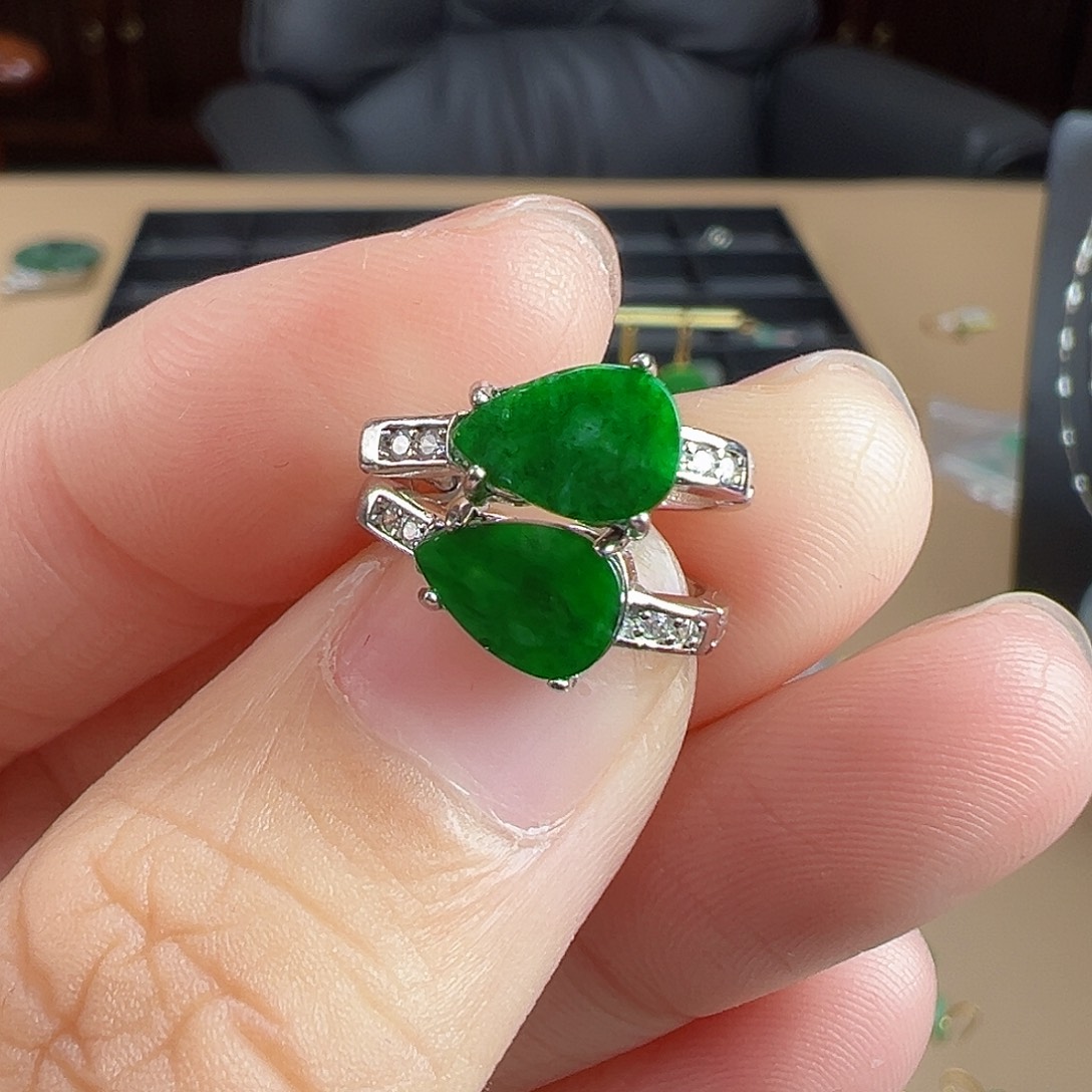 翡翠银S925镶嵌耳饰耳饰30