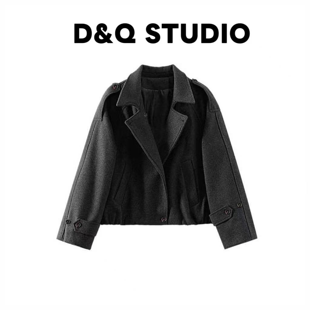 D&Q STUDIO【缪斯外套】秋冬新款设计感立领小个子高级感外套2631