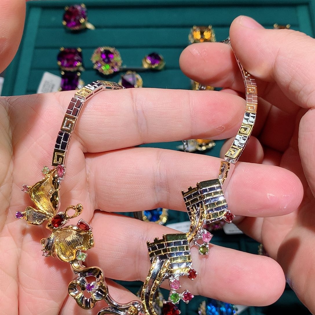 石榴石颈饰银S925镶嵌天****鞋吊坠