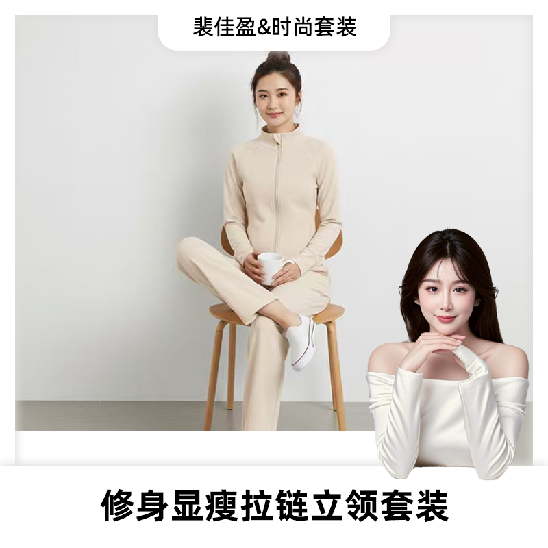 裴佳盈专属【NJT】2025秋冬简约时尚气质显瘦防风立领套装HRY595