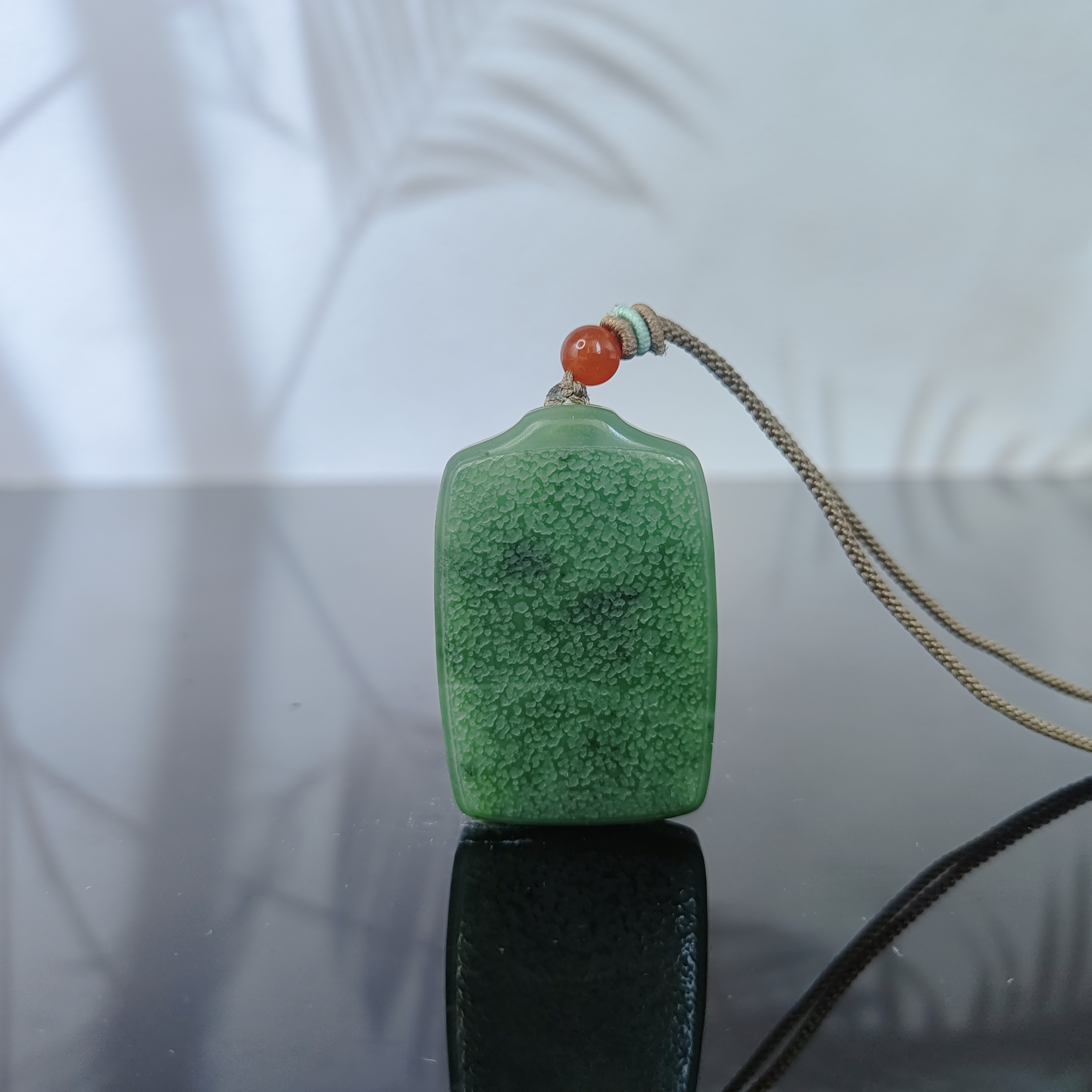 H和田玉碧玉无事牌吊坠1834