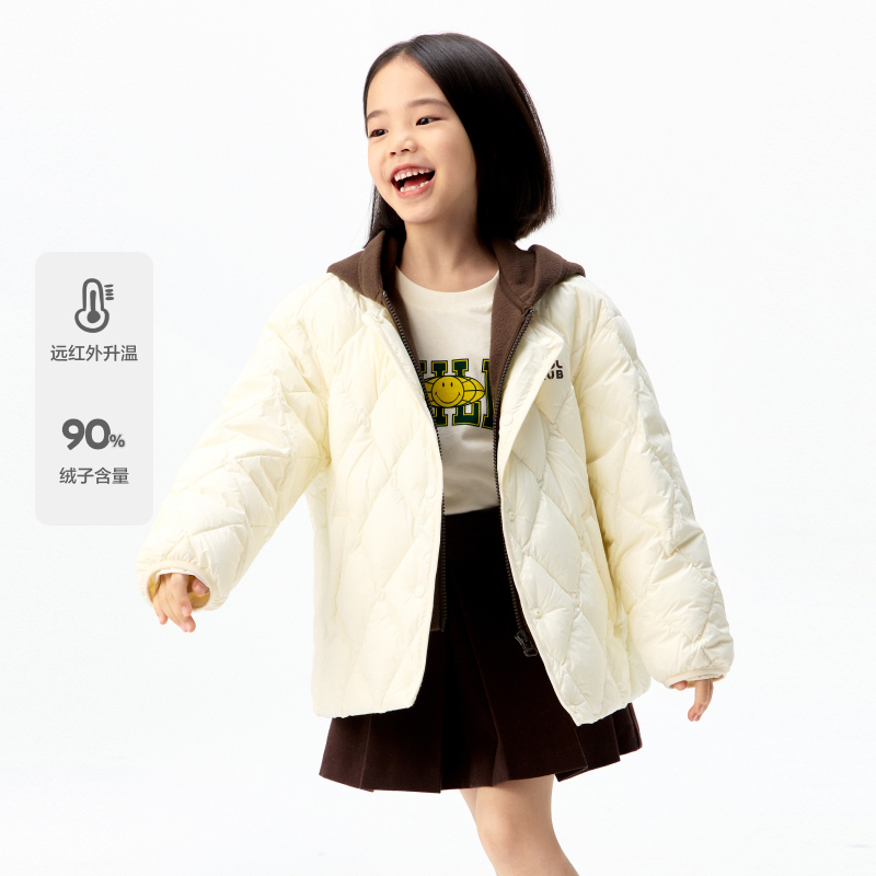 远红外蓄热90绒littlemoco童装25冬装新款男女童羽绒服外套连帽
