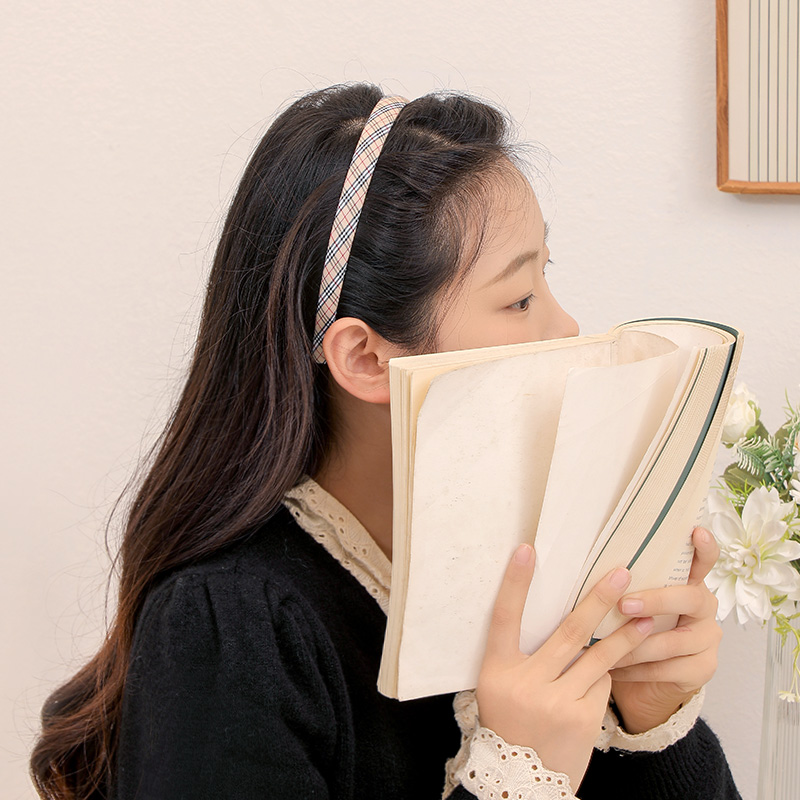 时髦复古格纹头箍发捆女秋冬发饰高颅顶压发发卡百搭韩国洗脸发箍