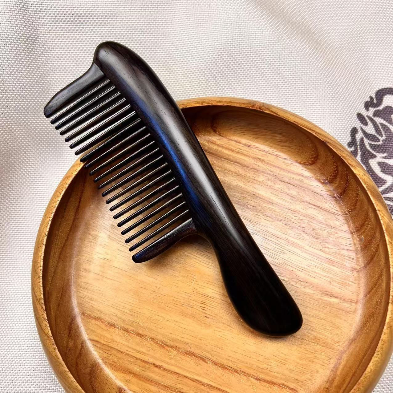 檀木紫光檀中齿家用木梳子梳头梳子木梳加厚防静电精品齿梳便携