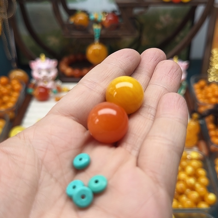 @***࿐非金属蜜糖红加老蜡色单颗