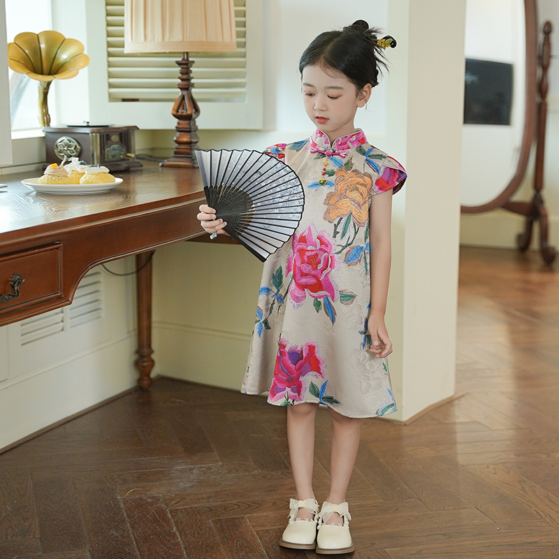 53911女童旗袍改良汉服裙子中国风2025夏季新款古风新中式连衣裙