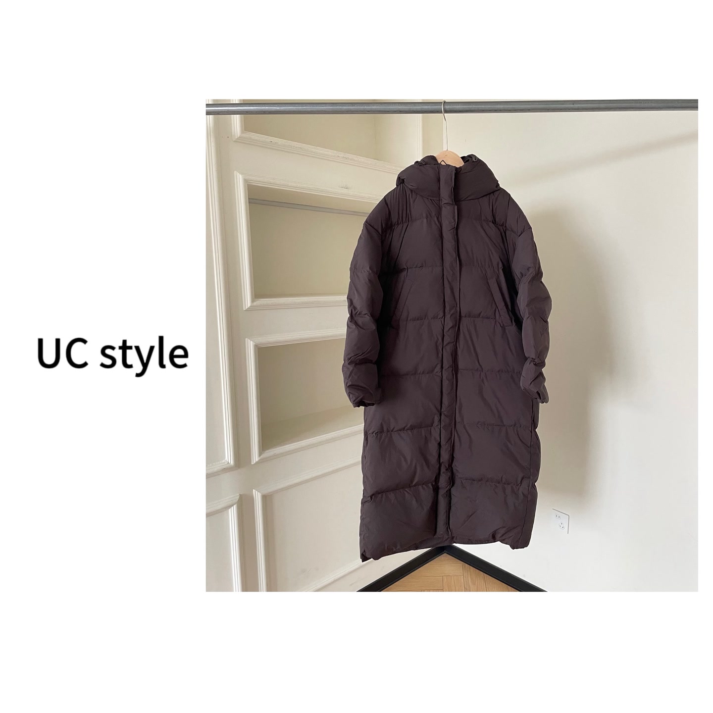 【UCSTYLE】'深棕暖域’连帽长款羽绒服 主播穿S码