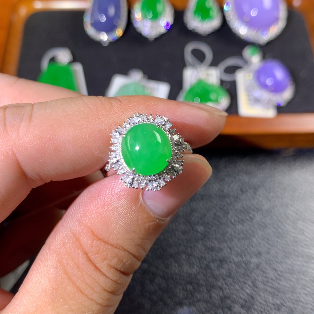 翡翠18K金镶嵌戒指两用款