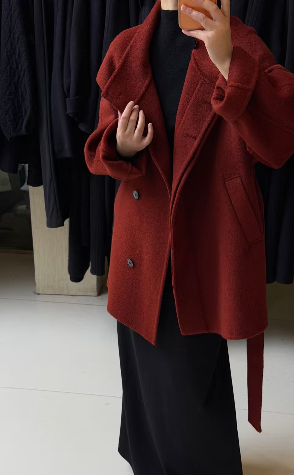 [DARUI]秋冬韩版双面羊毛大衣女毛呢外套中长款立领系带短688