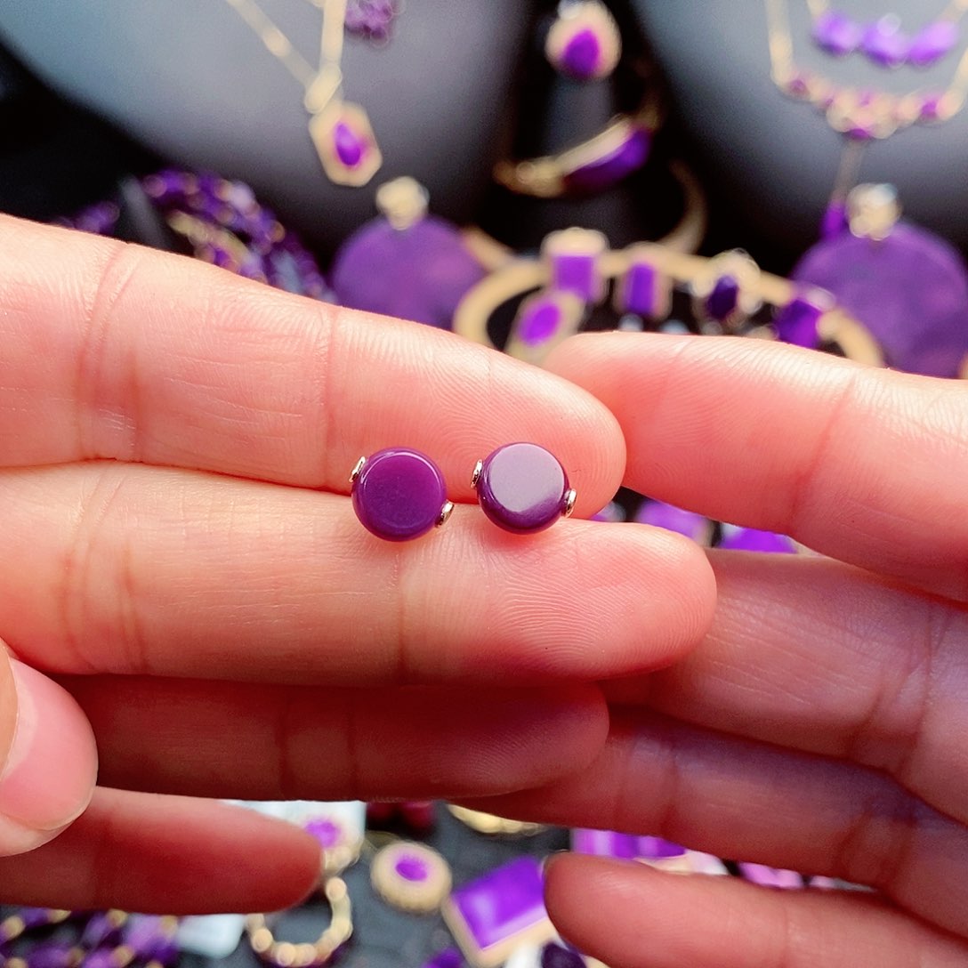 苏纪石（舒俱来）耳饰18K金镶嵌