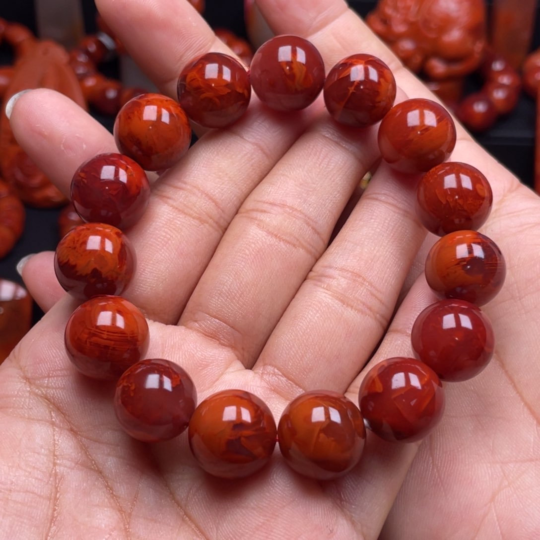 南红玛瑙珠宝奇石未镶嵌单圈14➕