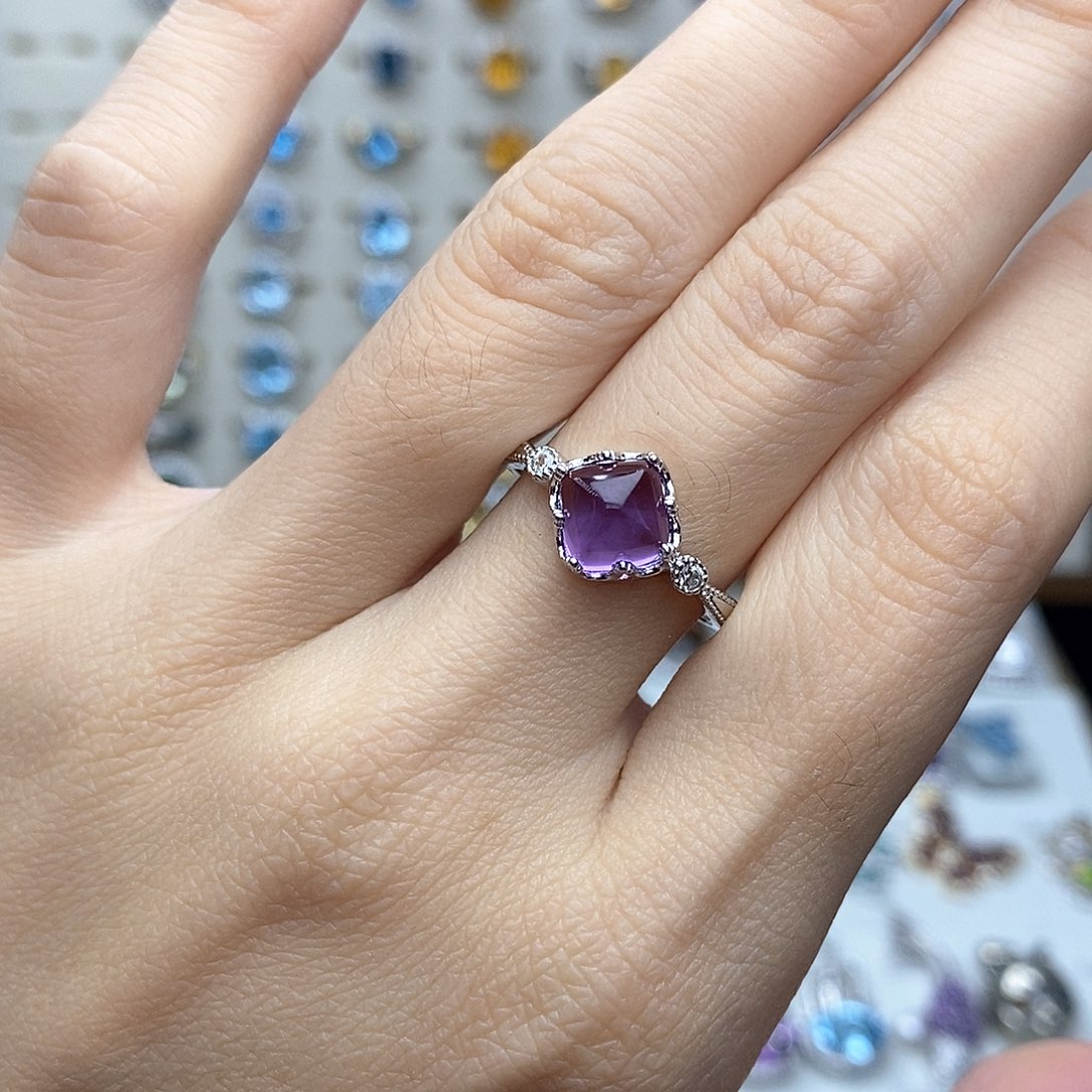 水晶戒指银S925镶嵌（需要证书备注）