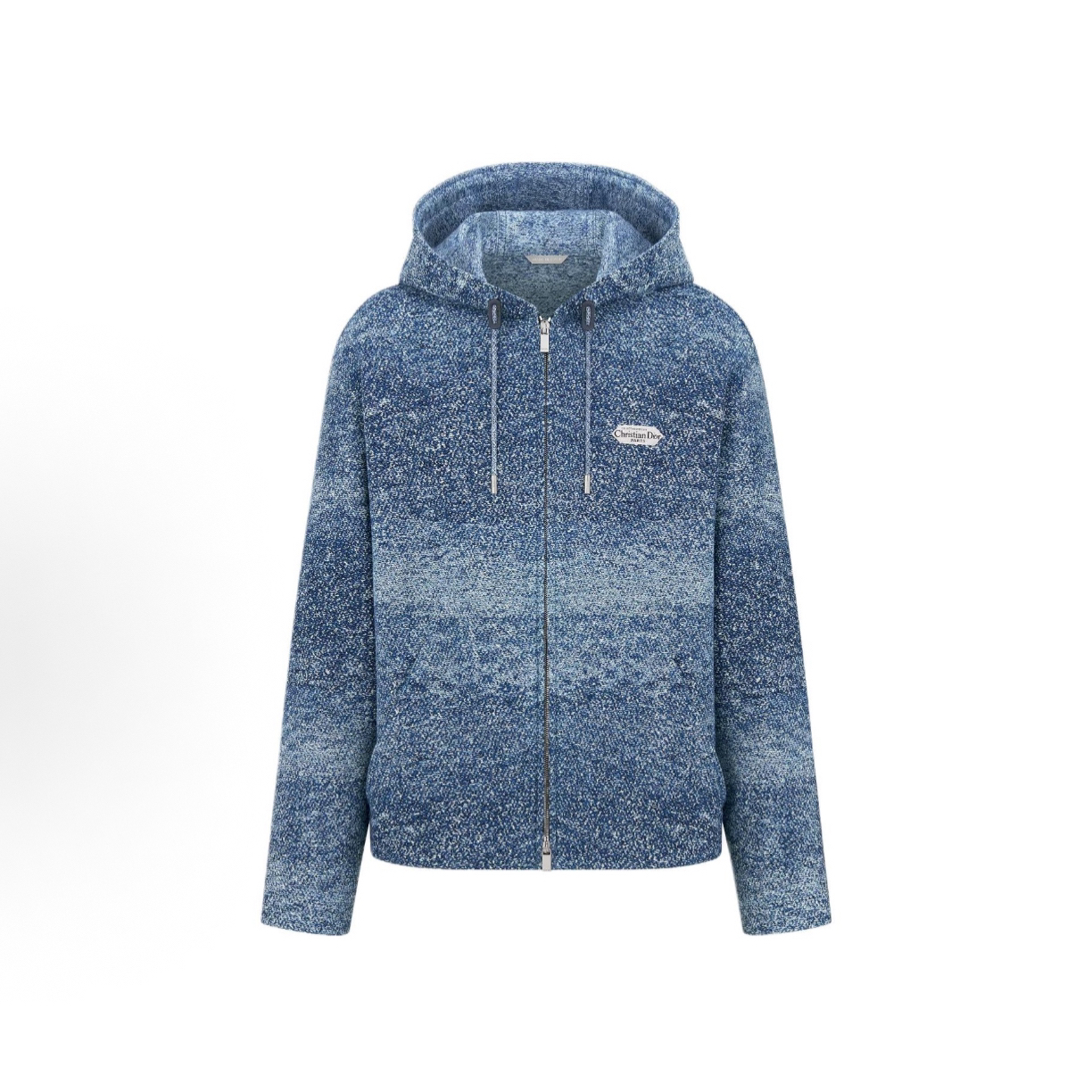 未使用 DIOR/迪奥 25 秋冬最新款/标语Logo蓝色扎染连帽夹克外套