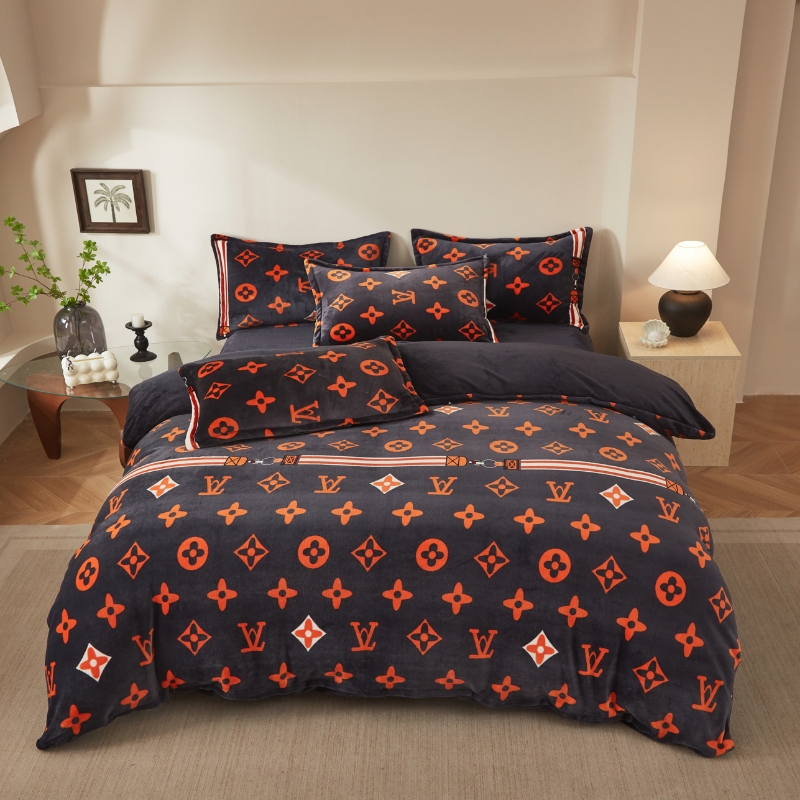 【星星四件套LV】冬季保暖加厚牛奶绒AB四件套磨毛绒毯抗静电被套